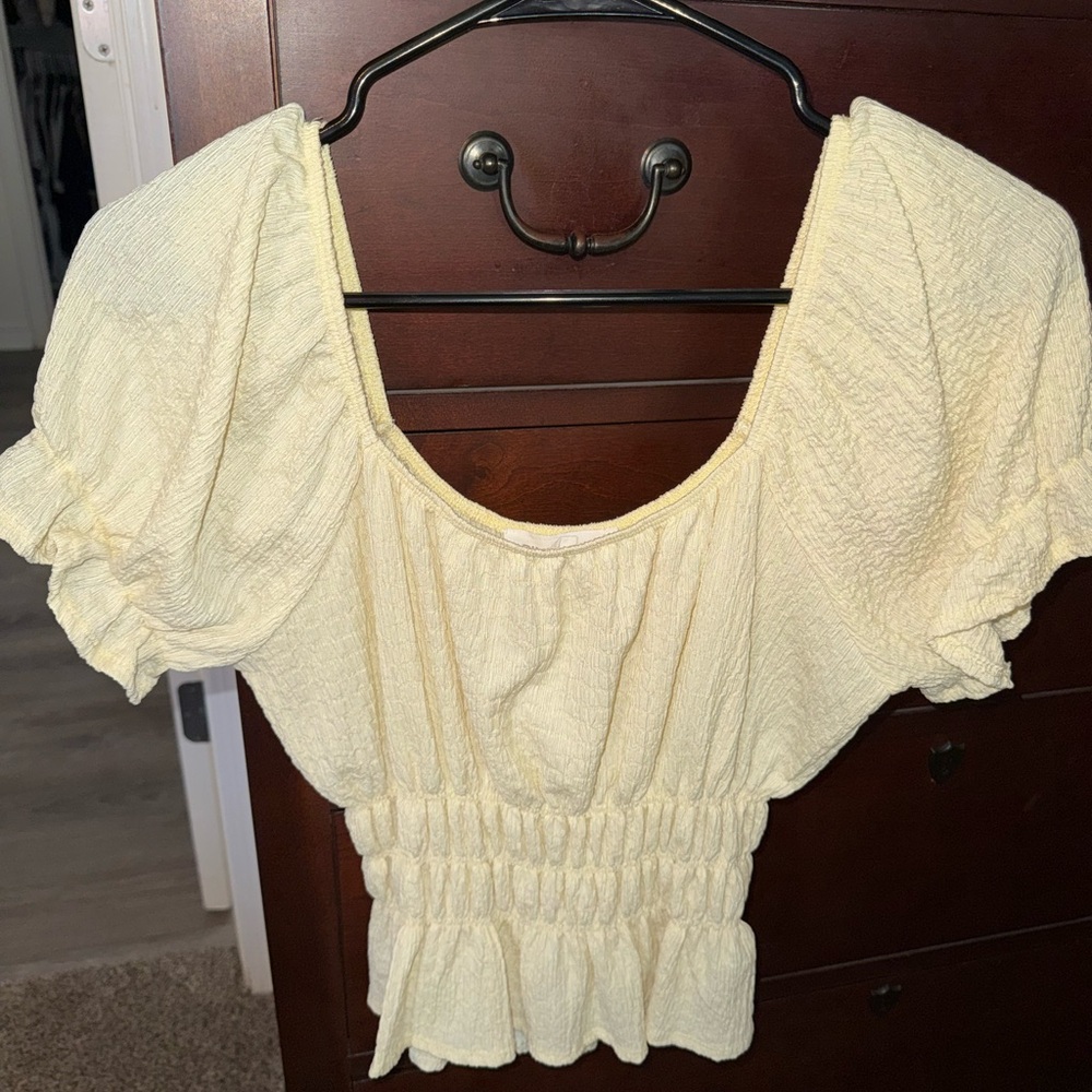 Pink Rose Light Yellow Smocked Blouse